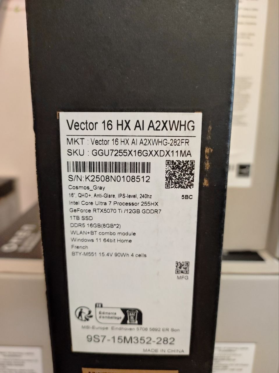 MSI Vector 16 HX AI A2XWHG RTX 5070Ti/U7 255HX/16GB/1TB Win.11 - Зображення 8