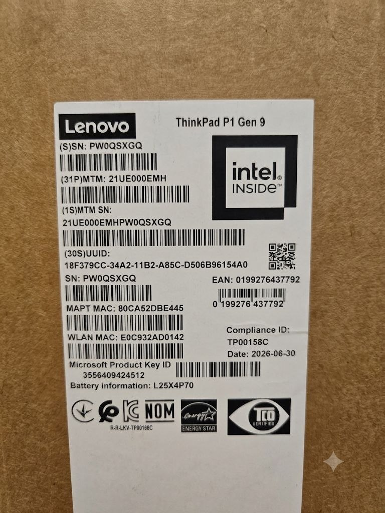 Lenovo ThinkPad P1 Gen 9 RTX PRO 1000/Ultra 7 356H/32GB/1TB Win.11 - Зображення 2